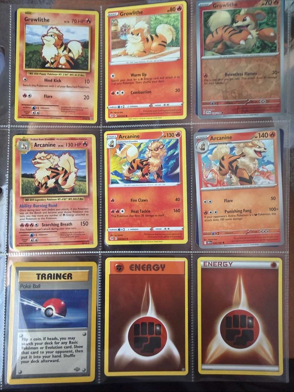 Pokemon Growlithe & Arcanine Trading Card Collection - vintage Pokemon cards